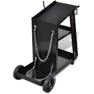 Chariot pour poste de soudure avec 3 étagères noir outils garage atelier bricolage