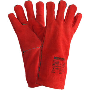 Gants de soudure Wolfpack longs en cuir rouge avec coutures renforcées