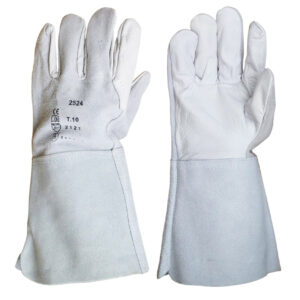 Gants de soudeur OUTIFRANCE en cuir, paume fleur de vachette et manchette 15 cm